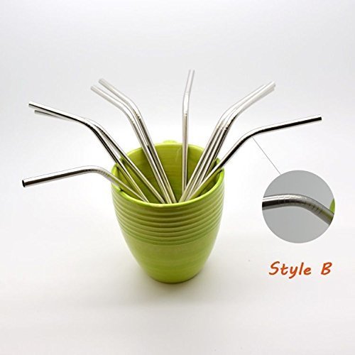 Reusable Straws - Stainless Steel Drinking - Set of 10 + 1 Cleaner Brush - Eco Friendly, Safe, Non-toxic Non-plastic