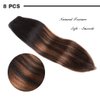 Real Clip in Hair Extensions Natural Black to Chestnut Brown Highlight Black 8 Pieces - Premium Double Weft Thick Remy Hair Extensions Clip in Human Hair (20" / 20 inch, (1BT6) P1B, 122 grams/4.3 Oz)