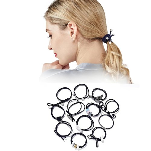 28PCS Headdress Hair Rope High Ponytail Braid Leather Band Hair Ring Stretchable Rubber Hair Band for Women and Girls (INS suit 28PCS)