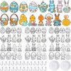 Geyee 130 Pcs Easter Window Art Craft Kit Set 64 Pcs DIY Easter Suncatcher Ornaments Easter Egg Window Art Kit Crafts Toy 64 Pcs Suction Hook 2 Pcs Elastic Cord for Crafts Activities Party Decorate