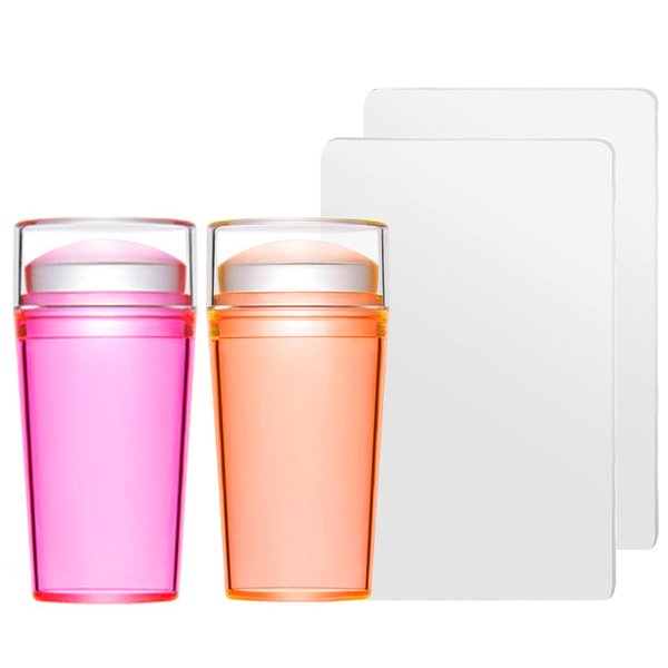 2PCS French Tip Nail Stamp EBANKU French Nail Stamper Silicone Jelly Stamper for Nails with Scraper Nail Art Stamping Stamper Kit French Tip Image Plate Manicure Print Tools