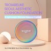 TROIAREUKE Seoul "Bridal" Cushion Foundation(#22, Yellow Beige), Korean Cushion Foundation, K-Beauty, Hydrating, Long-lasting, Lightweight, Natural Finish, Anti-Aging, Moisture, Whitening, SPF 50+