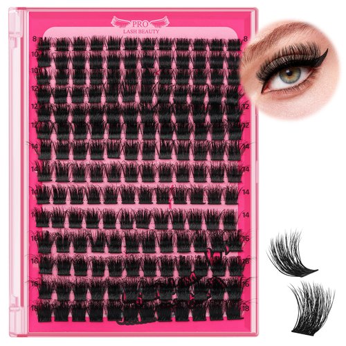 Lash Clusters,168 Pcs Eyelash Clusters 8-18 Mixed Cluster Eyelash Extensions Lash Extension Super Thin Band And Reusable Soft & Comfortable (Tender,D-8-18mix)