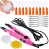 Hair Extensions Tool Set Fusion Heat Iron Connector Wand Hair Extensions Heat Tool with Fusion Glue Protector Templates Hair Clips Finger Protector 2 Bags Keratin Glue Granule Beads(Pink,)
