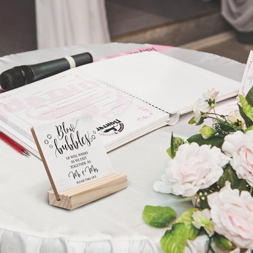 ANIANG Wedding Bubbles Desk Decor, Wedding Decor, Bubbles for Wedding, Bubbles Wedding Wood Plaque Sign, Wedding Accessories for Reception Wooden Plaque Sign with Wood Stand for Wedding Send Off
