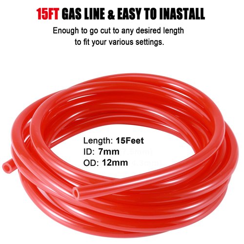 15ft-Hilangsan Beer CO2 Gas Line Tubing for Kegerator Gas Line 5/16 Keg Gas Line Long Red PVC CO2 Tubing Beer Gas Line CO2 Hose Draft Beer Dispenser Brewing Hose Kits with Hose Clamps