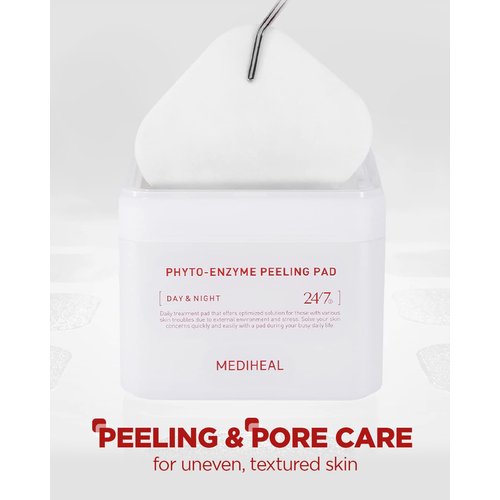 MEDIHEAL Phyto Enzyme Peeling Pad - Vegan Face Resurfacing Gauze Pads with LHA & Papaya Enzym - Pore Tightening Pads to Control Sebum - Exfoliating Pads for Dead Skin Cells, 90 Pads