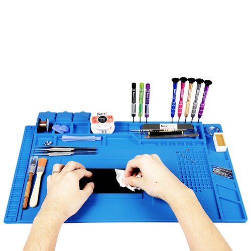 Kaisi Heat Insulation Silicone Repair Mat with Scale Ruler and Screw Position for Soldering Iron, Phone and Computer Repair Size:17.7 x 11.8 Inches
