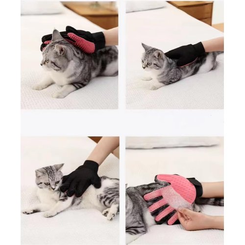 Pet Hair Remover Glove - Gentle Pet Grooming Glove Brush - Deshedding Glove - Massage Mitt with Enhanced Five Finger Design - Perfect for Dogs & Cats with Long & Short Fur - 1 Pack (Right-hand) (Pink)