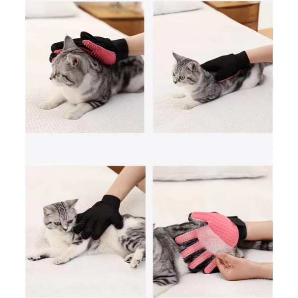 Pet Hair Remover Glove - Gentle Pet Grooming Glove Brush - Deshedding Glove - Massage Mitt with Enhanced Five Finger Design - Perfect for Dogs & Cats with Long & Short Fur - 1 Pack (Right-hand) (Pink)