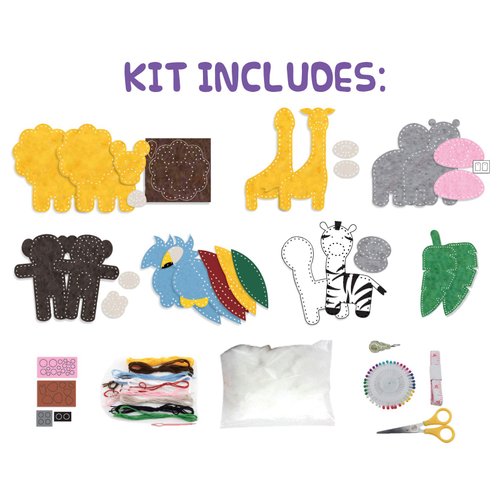 Peachy Keen Crafts Kids Sewing Kit, Learn to Sew Kit for Kids Ages 8-12, Beginner Felt Sewing Kit for Kids, Make 6 Fun Felt Craft Stuffed Animals and A Pin Cushion, Teach Basic Sewing Stitches