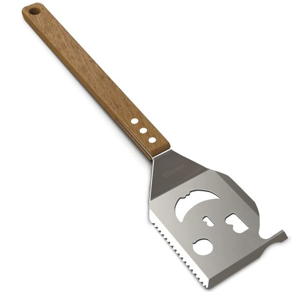 Rilltowpe Grill Spatula, Grill Spatula for Outdoor Grill, Wooden Handle Stainless Steel BBQ Spatula, BBQ Accessories. BBQ Gifts,Gifts for Men.