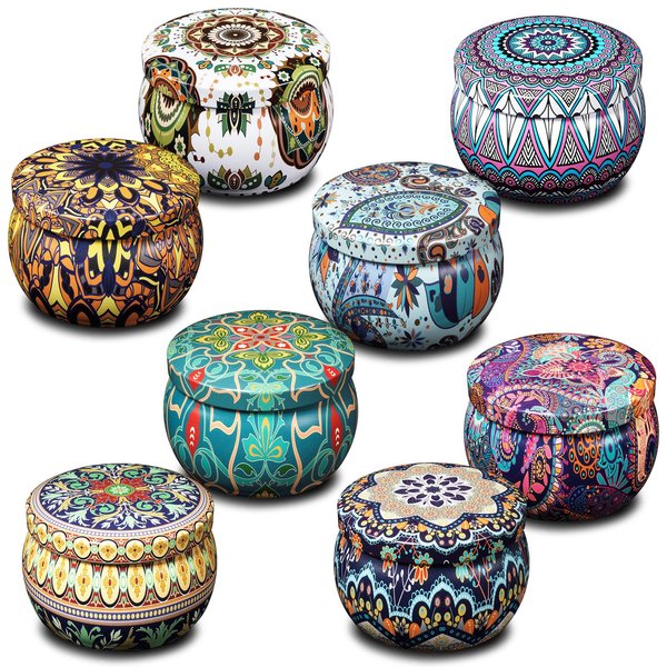 MeiGlow 8PCS Empty Candle Tins 4.5oz