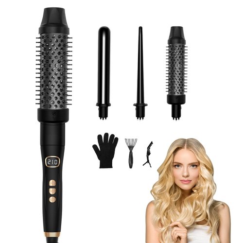 Wand Curling Iron Set, Ukliss Versatile Hair Curling Iron, 3 Interchangeable Ceramic Barrels Thermal Brush, Wand Curler 5 Heat Settings for Versatile Styling Ideal for All Hair Types, 0.75 Inch