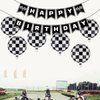 Race Car Happy Birthday Banner Black and White Checkered Balloons Race Car Birthday Party Decorations Racing Themed Checkered Flag Party Supplies for Boys