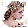 Salliy Wedding Hair Comb Silver Leaf Bridal Hair Piece Silver Rhinestone Hair Accessories for Women and Girls (E)