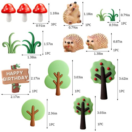 Woodland Animals Cake Topper Hedgehog cake decoration Hedgehog Mushroom Birthday Party Supplies