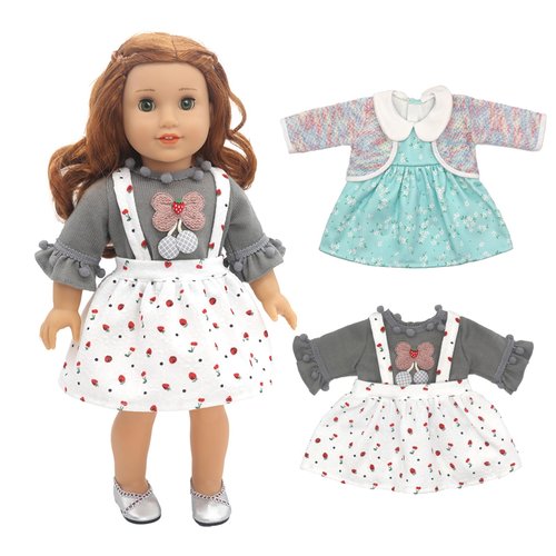 AISITE Doll Clothes for 16-18 inch Dolls - 2 Sets Floral Dresses for Reborn Baby Doll Girl
