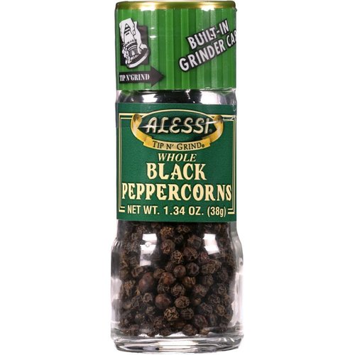 Alessi Whole Black Peppercorns, 1.34-Ounce Grinders (Pack of 6)
