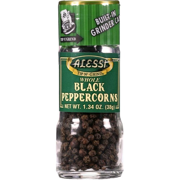 Alessi Whole Black Peppercorns, 1.34-Ounce Grinders (Pack of 6)
