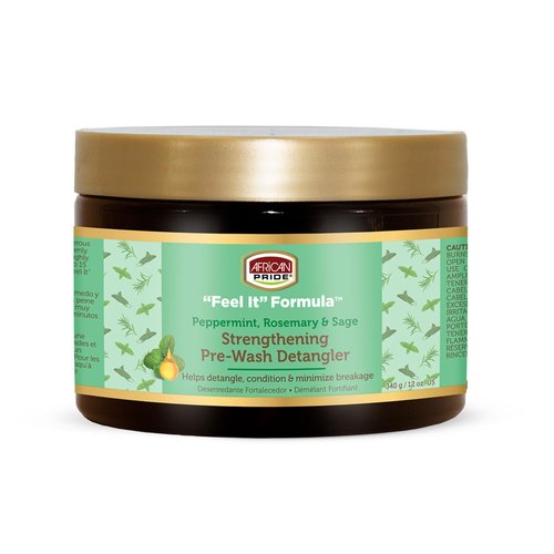 African Pride Feel It Formula Pre-Wash Detangler | Hair Treatment & Hair Mask with Peppermint, Rosemary & Sage | Strengthens, Moisturizes, Promotes Growth | 12 oz