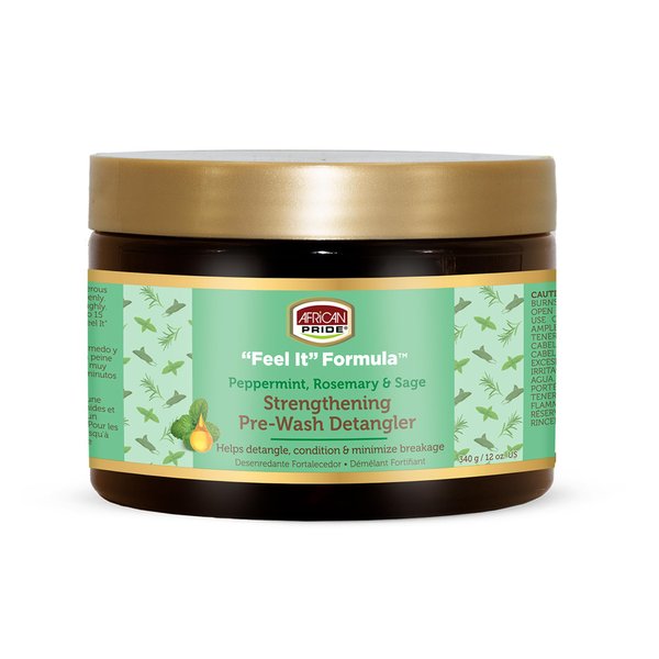 African Pride Feel It Formula Pre-Wash Detangler | Hair Treatment & Hair Mask with Peppermint, Rosemary & Sage | Strengthens, Moisturizes, Promotes Growth | 12 oz