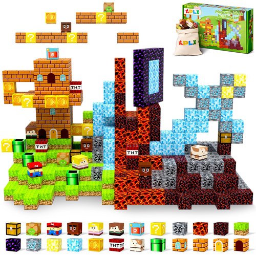 APLX Magnetic Blocks Cubes for Toddlers Boys and Girls Aged 3+, 28 Pieces Magnet Set STEM Building Toys, Creative Christmas Birthday Gifts for Kids