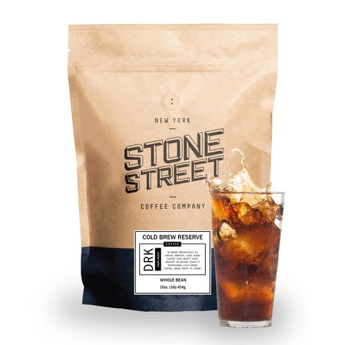 Stone Street Cold Brew Coffee, Strong & Smooth Blend, Low Acid, 100% Arabica, Gourmet Coffee, Whole Bean, Dark Roast, Colombian Single Origin, 1 LB