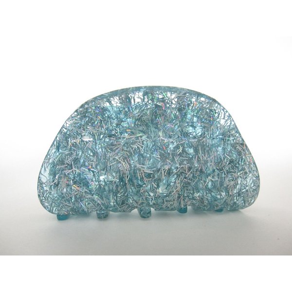 Blue colorful glitter marbled hair claw clip