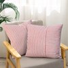 YCOLL Farmhouse Pillow Covers 18x18, Boho Throw Pillow Covers Set of 2, Red and Cream Striped Linen Decorative Pillows Cushion Covers for Couch Sofa Bedroom