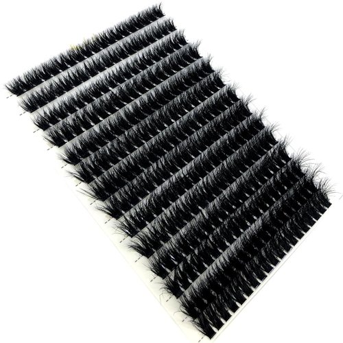 HBZGTLAD New 3D fluffy Soft Ribbon 60D/80D Mink Eyelashes Bundles Eyelashes DIY Individual Clusters Lash Extensions Natural Mink Lashes (266FANS Fluffy 80D)
