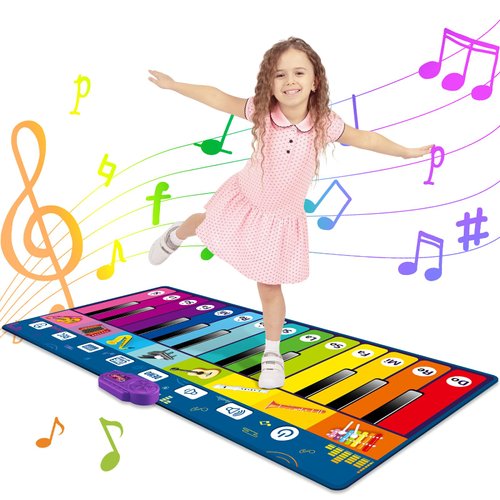 Arcturine Dance Mat, 24 Keys Piano Mat with 8 Instrument Sounds and 8 Function Keys Adjustable Volume, Kids Dance Mat Toys Christmas Birthday Gifts for 3 4 5 6 7 8 9 10+ Year Old Girls and Boys