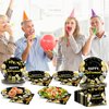 gisgfim 96 Pcs Retirement Party Plates and Napkins Party Supplies Black and Gold Happy Retirement Party Paper Tableware Set Disposable Decorations Favors for Men Women for 24 Guests