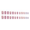 Short Square Fake Nails Pink Press on Nails Nude False Nails with Design Gold Line Purple Glossy Glue on Nails Full Cover Acrylic Stick on Nails for Women 24pcs