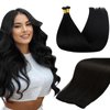 Full Shine Hand Tied Weft Hair Extensions Human Hair Sew In Hair Extensions Genius Weft Extensions Remy Hair Straight Human Hair Bundles Real Hair Extensions For Women Jet Black Color 1 60G 20 Inch