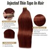 22 Inch Tape in Hair Extensions Remy Human Hair Extensions Skin Weft Tape in Straight Thick Natural Hair Extensions 60g 20pcs Dark Auburn #33 Real Human Hair Extension