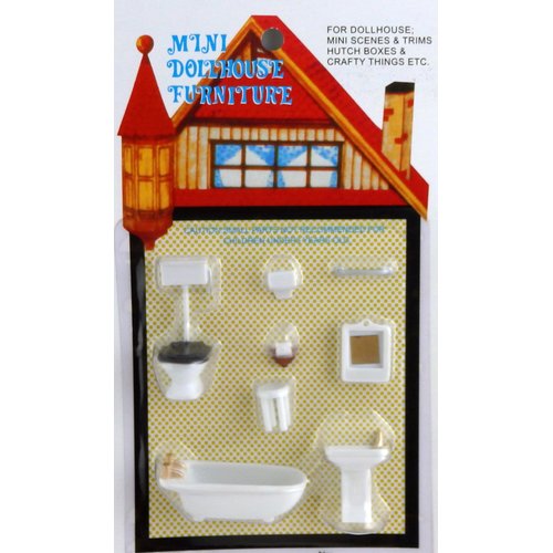 Dollhouse Miniature 1:48 Scale Plastic Bathroom Furniture Set Suite