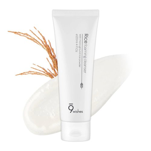 9 Wishes Rice Foaming Cleanser (5.07 Fl. Oz.) - Gentle Facial Cleanser for Sebum Control and Blackhead Removal with Rice Water and Plant-Based Ingredients for a Radiant Complexion