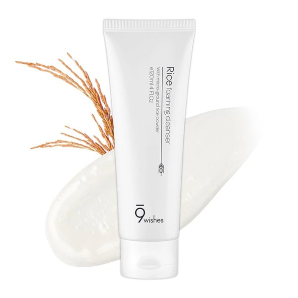 9 Wishes Rice Foaming Cleanser (5.07 Fl. Oz.) - Gentle Facial Cleanser for Sebum Control and Blackhead Removal with Rice Water and Plant-Based Ingredients for a Radiant Complexion