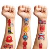 100 PCS Firetruck Fire Truck Firefighter Fireman Temporary Tattoos Themed Birthday Party Decorations Supplies Favors Decor Firehouse Stickers Cute Gifts for Games Boys Girls School Rewards Carnival