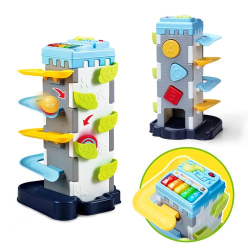 INTMEDIC Baby Ball Tower Toys with Music & Lights, Montessori Learning Toys for Toddlers 1-3, Color Recognition & Shape Sorter for 12-24 months, Ball Drop Toys for 1 2 3 4 5 Year Old Kids Boys & Girls
