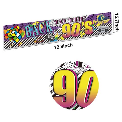 Back to The 90s Theme Party Banner Sign Decorations, Retro 90's Hip Hop Graffiti Backdrop Party Supplies, Throwback 90s Birthday Party Yard Sign Decor