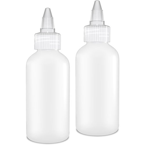 BRIGHTFROM Twist Top Applicator Bottles, Squeeze 4 OZ Empty Plastic Bottles, Refillable, Clear Open/Close Nozzle - Multi Purpose (Pack of 2)