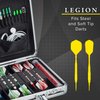 Casemaster Legion Aluminum Dart Case Holds 9 Steel Tip and Soft Tip Darts with Extra Space to Keep Flights in Shape, and Numerous Pockets and Tubes for Storage of Accessories,Black