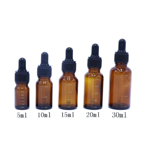 3 Pcs 5ml 0.17oz Empty Refillable Amber Glass Graduated Dropper Bottle Essential Oil Cosmetics Elite Fluid Container Jar Pot Holder with Glass Pipette Dropper