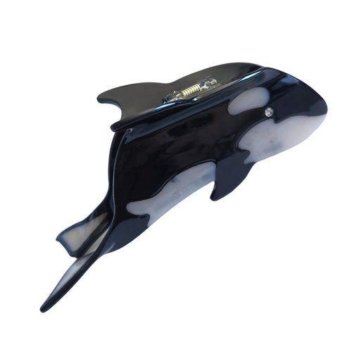 Funny Big Ocean Whale Hair Clip,Acetate Claw Clips,Hair Clips for Women,Black