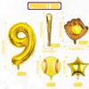 9pcs Softball Balloons, Softball Birthday Number Mylar Foil Balloon Softball Birthday Party Supplies Softball Birthday Decorations (9th)