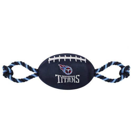Pets First NFL Tennessee Titans Football Dog Toy, Tough Quality Nylon Materials, Strong Pull Ropes, Inner Squeaker, NFL Team Color