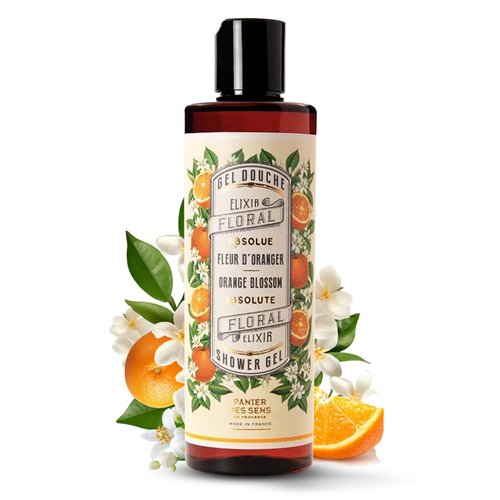 Panier des Sens – Orange Blossom Shower Gel - Foaming Body Wash Women & Men - Moisturizing Body Soap with Glycerin, Olive Oil - 95% Natural Ingredients Body Care - Vegan Liquid Body Wash - 8,45 floz