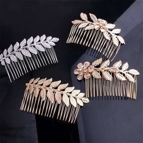 Samlbale 4 pcs Gold Hair Comb for Women Decoratives, Leaf Hair Combs Hair Accessories for Women Bridesmaid Wedding Hair Accessories Gold